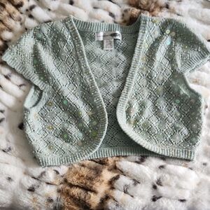 BNWOT Y2K Necessary Objects Vintage Mint Sequin Cropped Bolero Cardigan